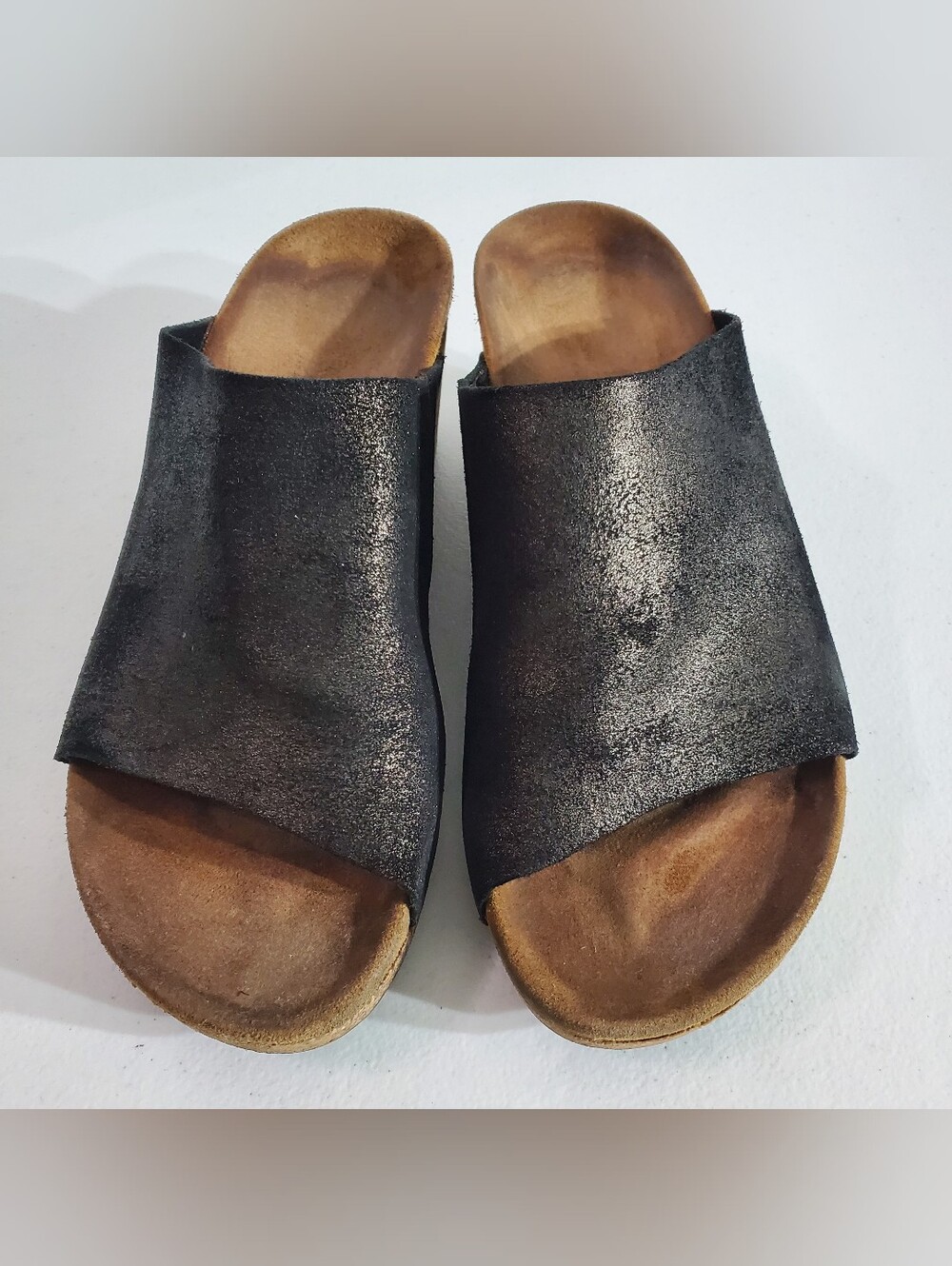 Papillio Sz 10-10.5 Black Women's Slip-On Wedge Slide Sandals